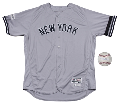 2017 ALCS Masahiro Tanaka Game Used & Signed New York Yankees Road Jersey & OML Selig Baseball (MLB Authenticated, Steiner & Beckett)